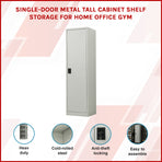 Single-Door Metal Tall Cabinet Shelf Storage for Home Office Gym