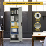 Single-Door Metal Tall Cabinet Shelf Storage for Home Office Gym - Close-Up Angle