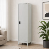 Single-Door Metal Tall Cabinet Shelf Storage for Home Office Gym