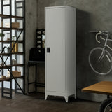 Single-Door Metal Tall Cabinet Shelf Storage for Home Office Gym - Side View