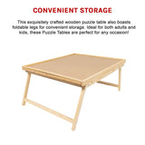 1500 Piece Wooden Jigsaw Puzzle Table &ndash; 67x87cm Puzzle Board with Folding Legs - Close-Up Angle