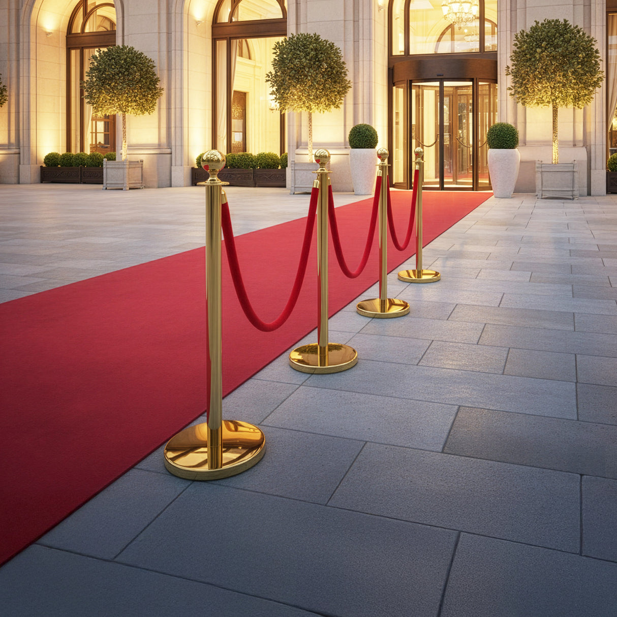 4 x Queue Barriers + 3 Ropes Exhibition Crowd Control Bollards