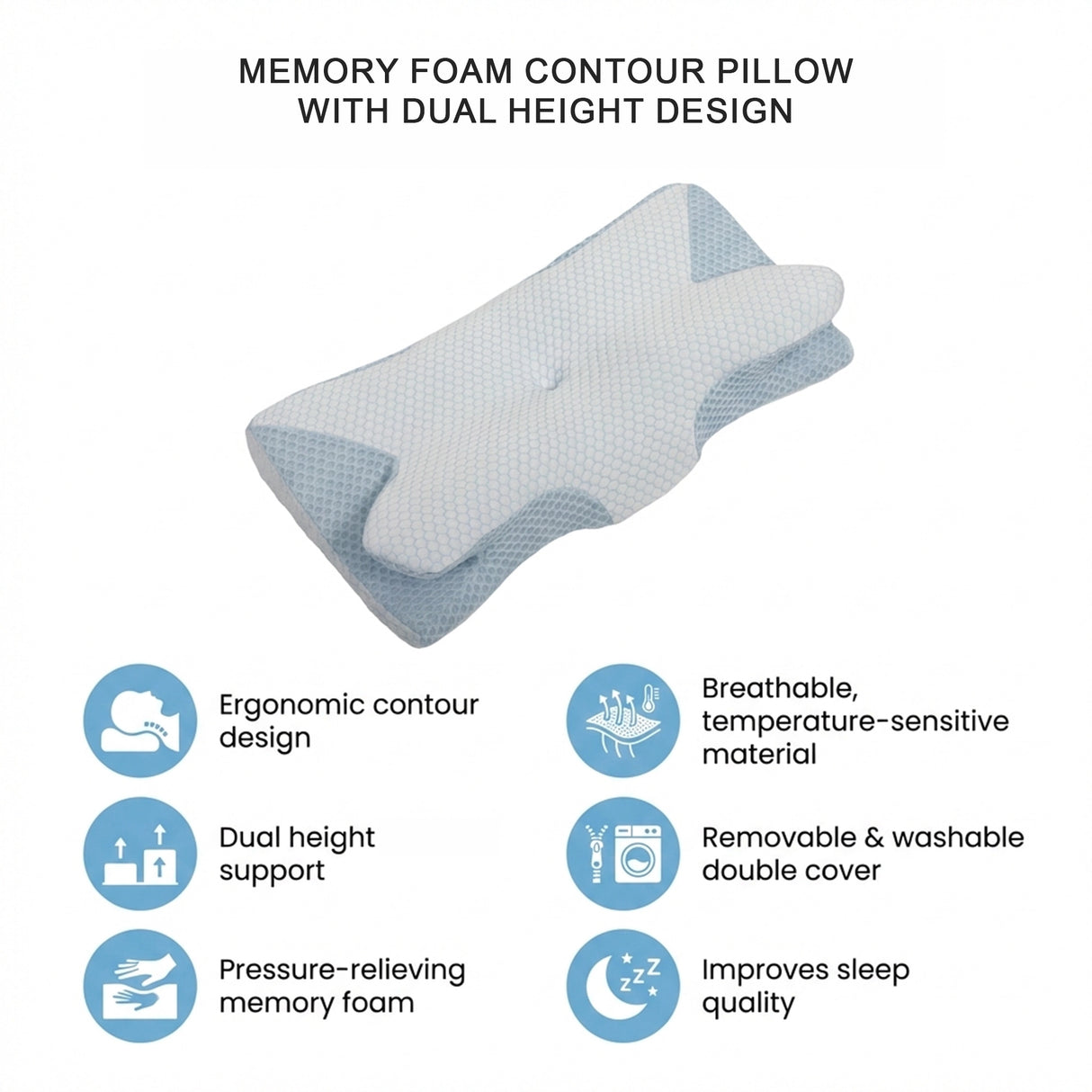 Soft Cervical Pillow for Neck Pain Relief Memory Foam Ergonomic