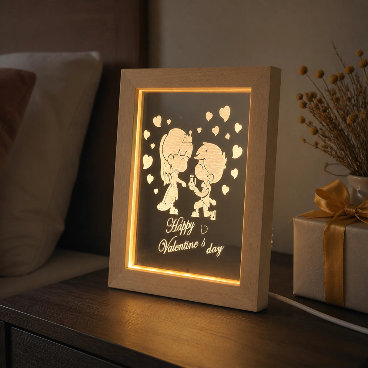 LED Photo Frame + 2 Blanks Laser Engraving Display Night-light Engraver Picture