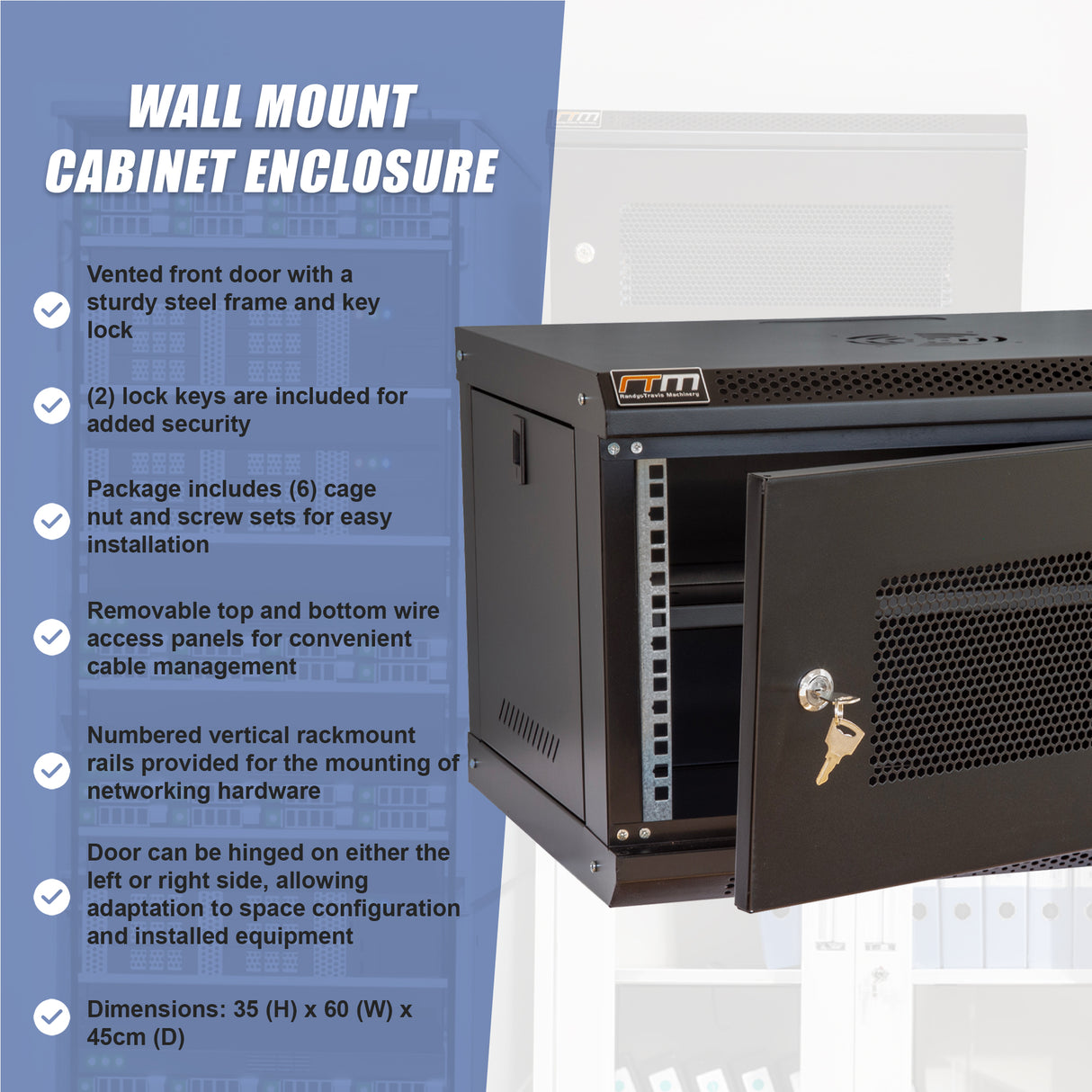 19" 6U Wall Mount Network DVR NVR Data Cabinet Enclosure