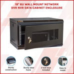 19" 6U Wall Mount Network DVR NVR Data Cabinet Enclosure