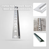 10 x Tile Trim Heavy Duty Round Edge Aluminium 10mm - Close-Up Angle