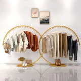 Commercial Clothing Floor-Standing Hanger High Capacity Curved Clothes Bar Storage Rack 160cm - Front View