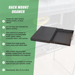 1U Locking Rack Mount Drawer Secure Steel Storage for 19" Network Server