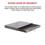 1U Locking Rack Mount Drawer Secure Steel Storage for 19" Network Server