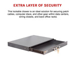 1U Locking Rack Mount Drawer Secure Steel Storage for 19" Network Server