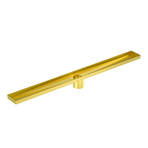 900mm Bathroom Shower Brushed Brass Grate Drain w/ Centre outlet Floor Waste Square Pattern
