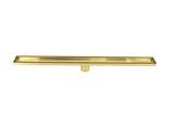1000mm Tile Insert Bathroom Shower Brushed Brass Grate Drain w/Centre outlet Floor Waste - Extra Image