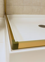 Adjustable 900x900mm Double Sliding Door Glass Shower Screen in Gold - Front View