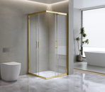 Adjustable 1200x1200mm Double Sliding Door Glass Shower Screen in Gold