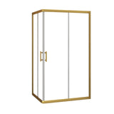 Adjustable 900x1200mm Double Sliding Door Glass Shower Screen in Gold - Front View