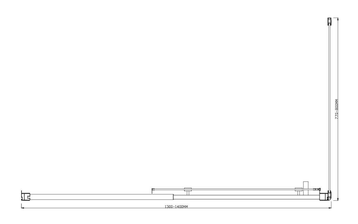 Adjustable 1400x800mm Single Door Corner Sliding Glass Shower Screen in Chrome