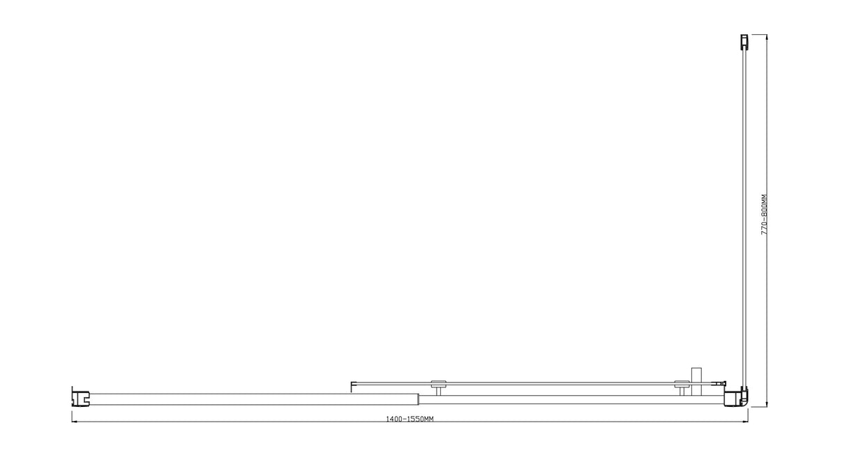 Adjustable 1500x800mm Single Door Corner Sliding Glass Shower Screen in Chrome