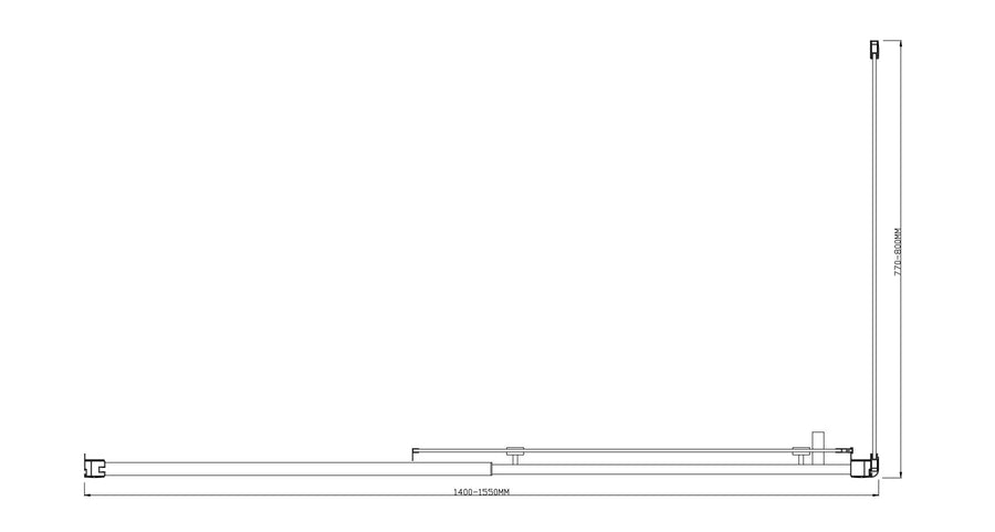 Adjustable 1500x800mm Single Door Corner Sliding Glass Shower Screen in Chrome