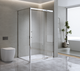 Adjustable 1300x800mm Single Door Corner Sliding Glass Shower Screen in Chrome