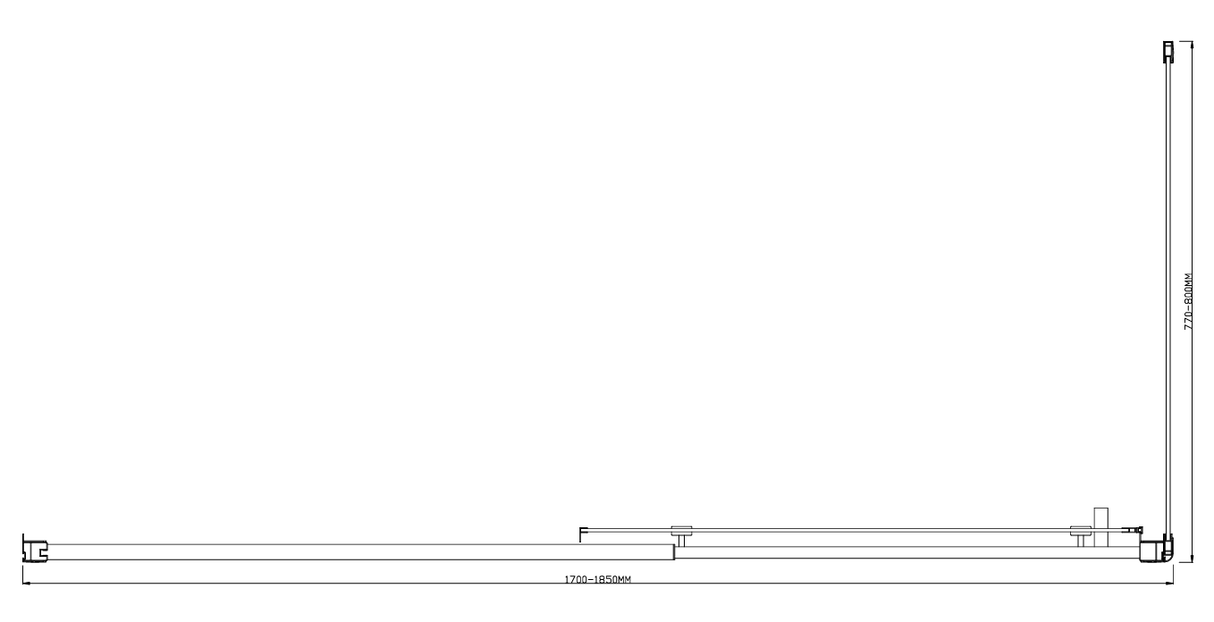 150mm Adjustable (1850x800mm) Single Door Corner Sliding Glass Shower Screen in Chrome