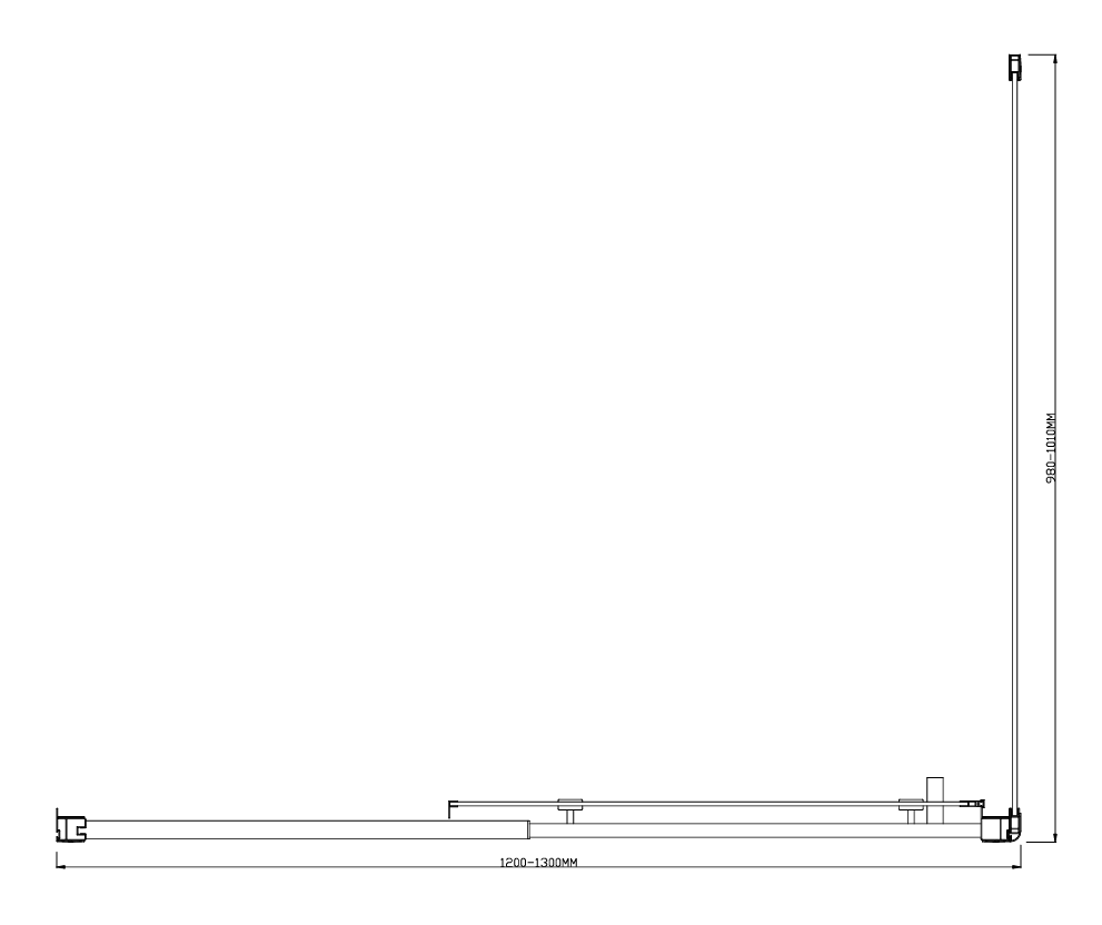 Adjustable 1300x1010mm Single Door Corner Sliding Glass Shower Screen in Chrome