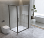 Adjustable 1300x920mm Single Door Corner Sliding Glass Shower Screen in Black