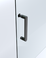 Adjustable 1400x1010mm Single Door Corner Sliding Glass Shower Screen in Black