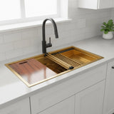 BRIENZ 32-inch Nano Workstation Ledge Undermount 16 Gauge Sand-finished Kitchen Sink Single Bowl