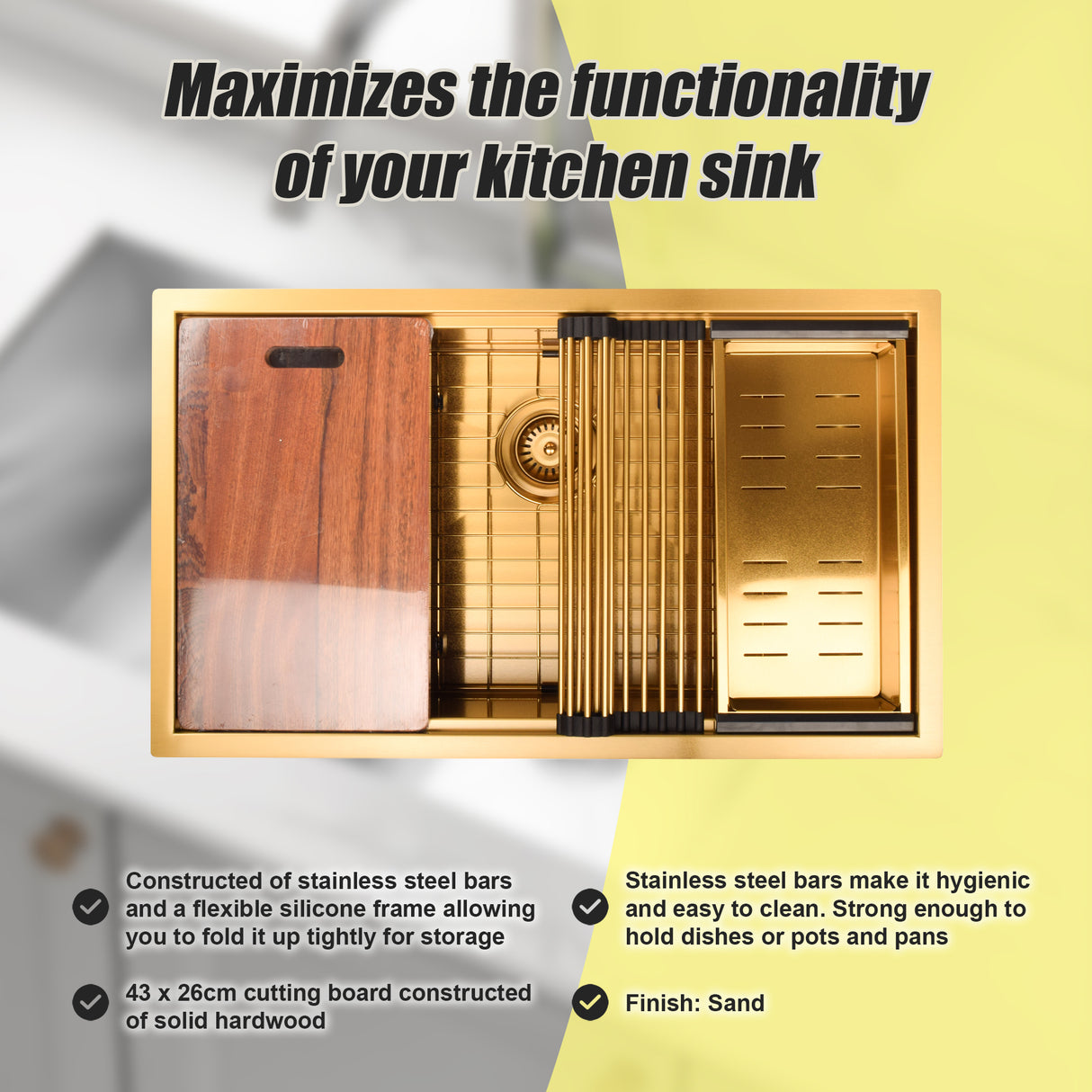 BRIENZ 32-inch Nano Workstation Ledge Undermount 16 Gauge Sand-finished Kitchen Sink Single Bowl