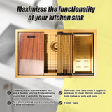 BRIENZ 32-inch Nano Workstation Ledge Undermount 16 Gauge Sand-finished Kitchen Sink Single Bowl