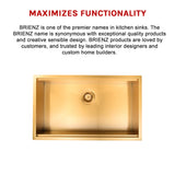 BRIENZ 32-inch Nano Workstation Ledge Undermount 16 Gauge Sand-finished Kitchen Sink Single Bowl