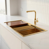BRIENZ 32-inch Nano Workstation Ledge Undermount 16 Gauge Sand-finished Kitchen Sink Single Bowl