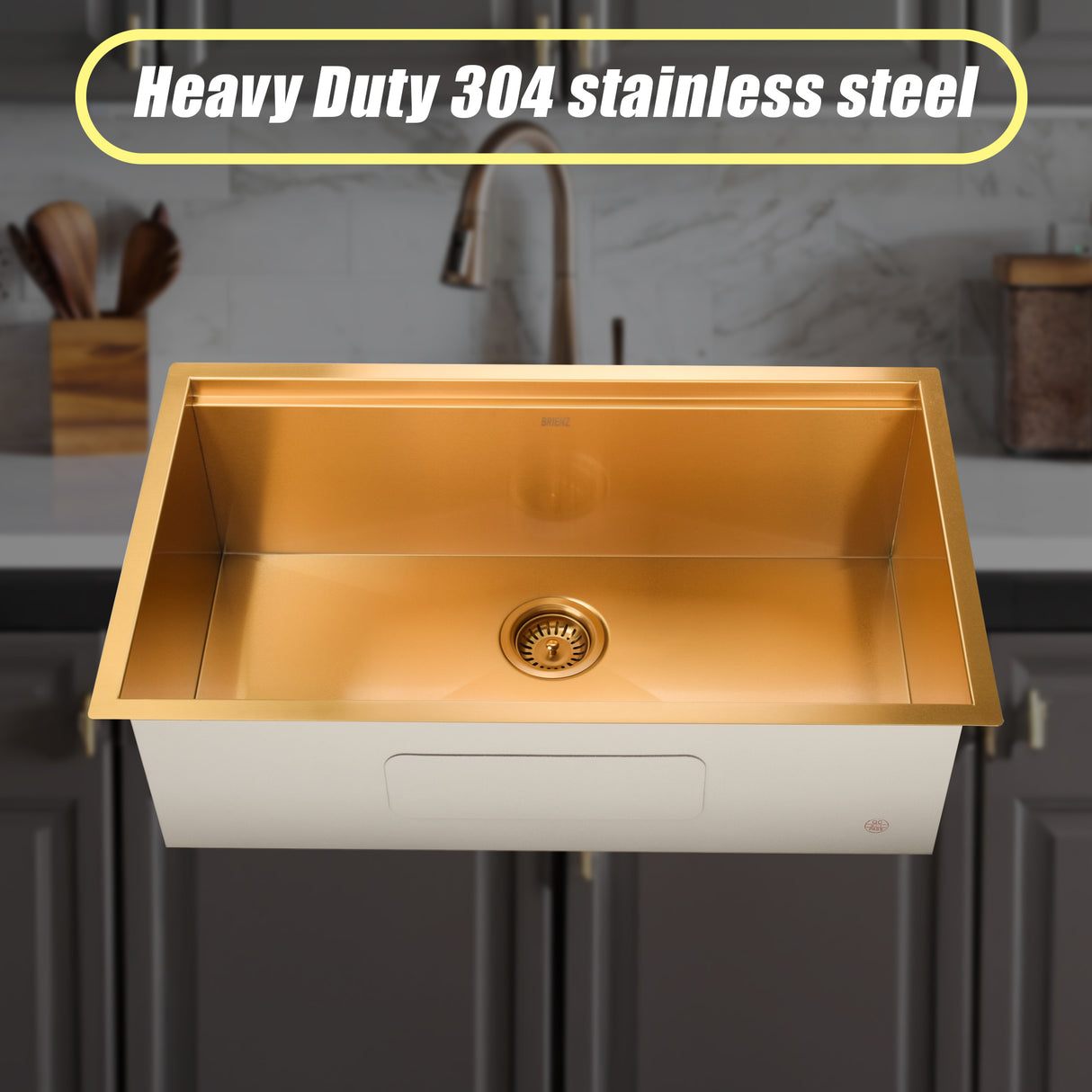 BRIENZ 32-inch Nano Workstation Ledge Undermount 16 Gauge Sand-finished Kitchen Sink Single Bowl