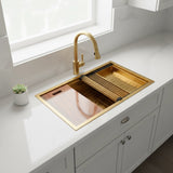 BRIENZ 32-inch Nano Workstation Ledge Undermount 16 Gauge Sand-finished Kitchen Sink Single Bowl