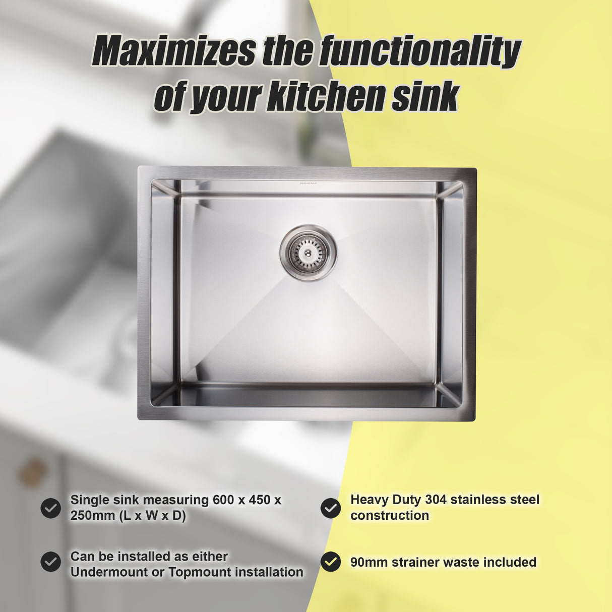 Stainless Steel Sink - 600 x 450mm