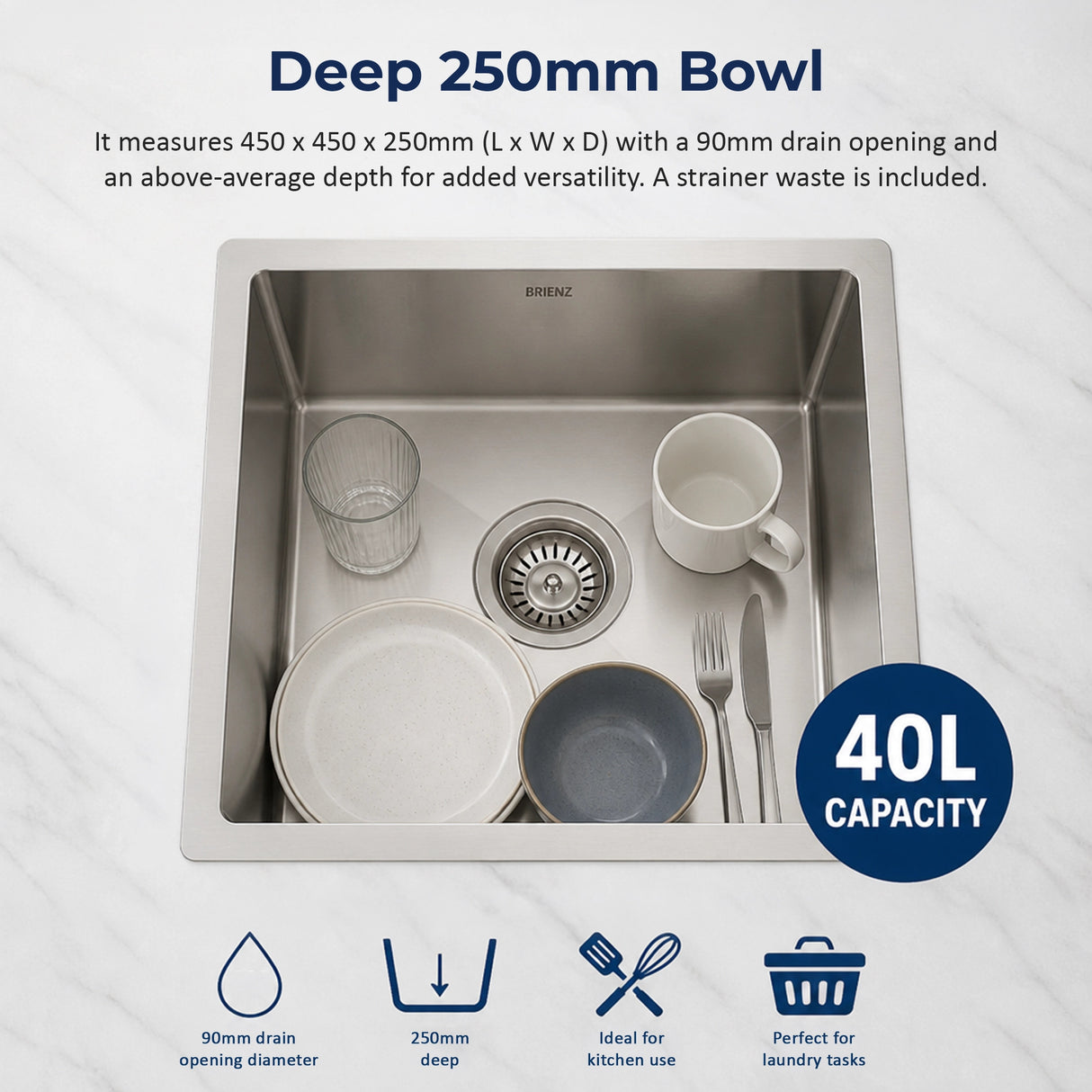 Stainless Steel Sink - 450 x 450mm