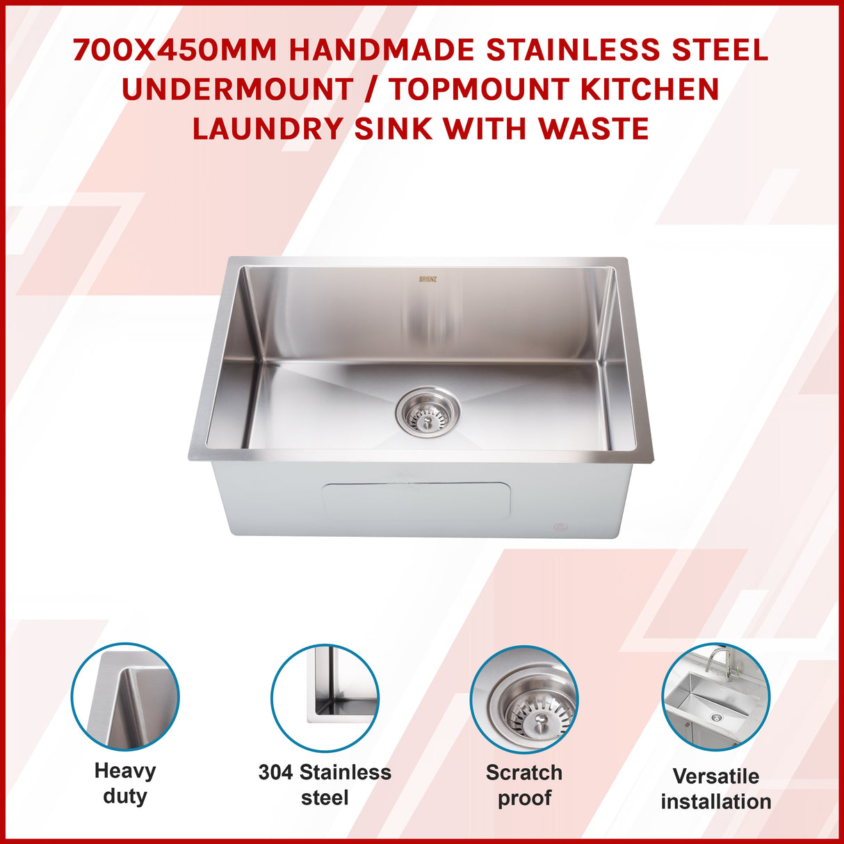Stainless Steel Sink - 700 x 450mm