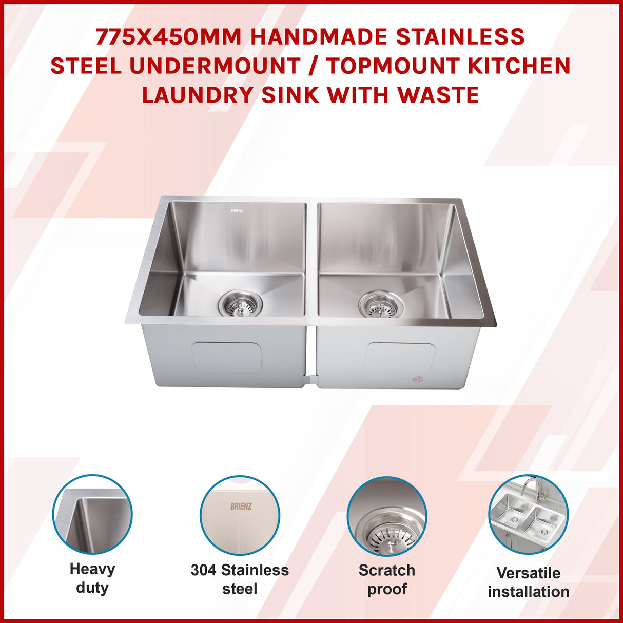 Stainless Steel Sink - 775 x 450mm