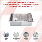 Stainless Steel Sink - 775 x 450mm