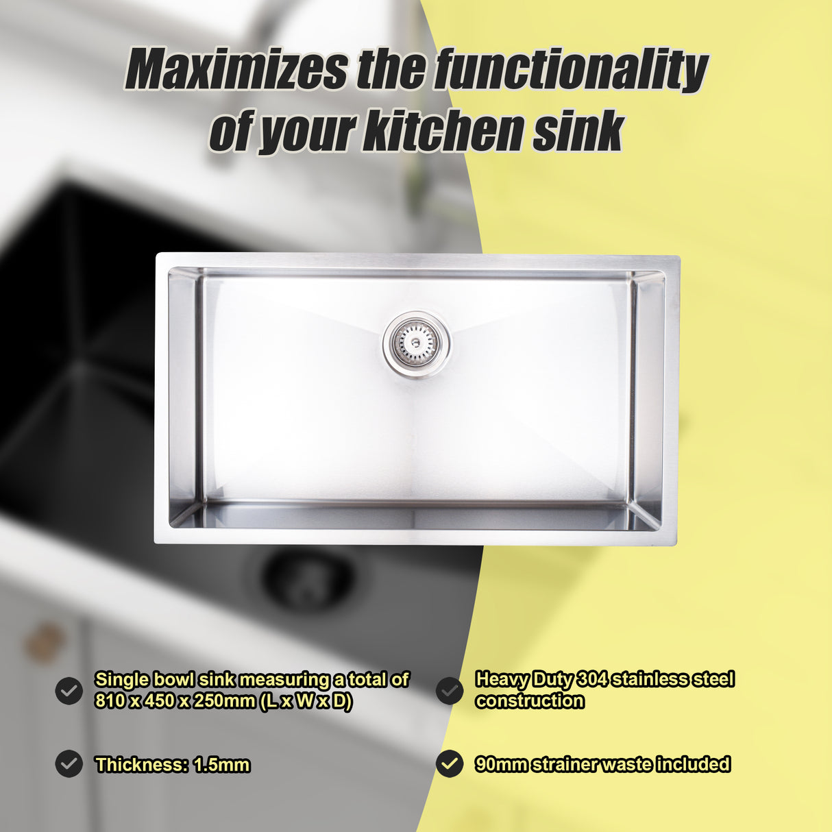 Stainless Steel Sink - 810 x 450mm