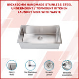 Stainless Steel Sink - 810 x 450mm - 45-Degree Angle