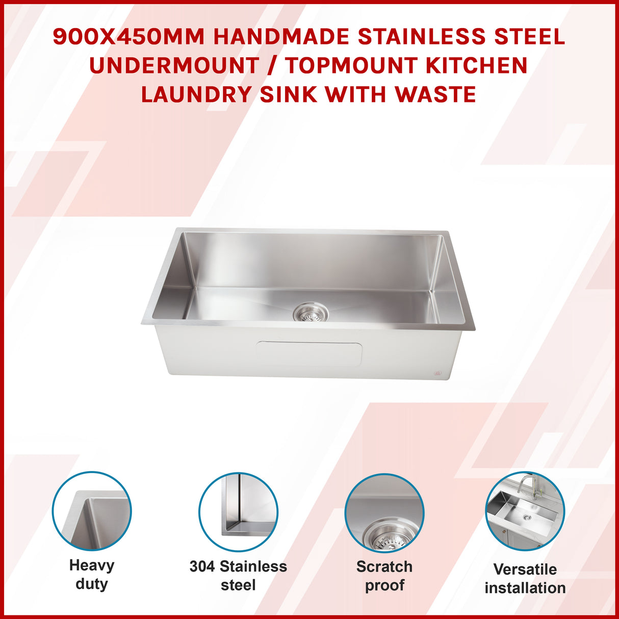 Stainless Steel Sink - 900 x 450mm