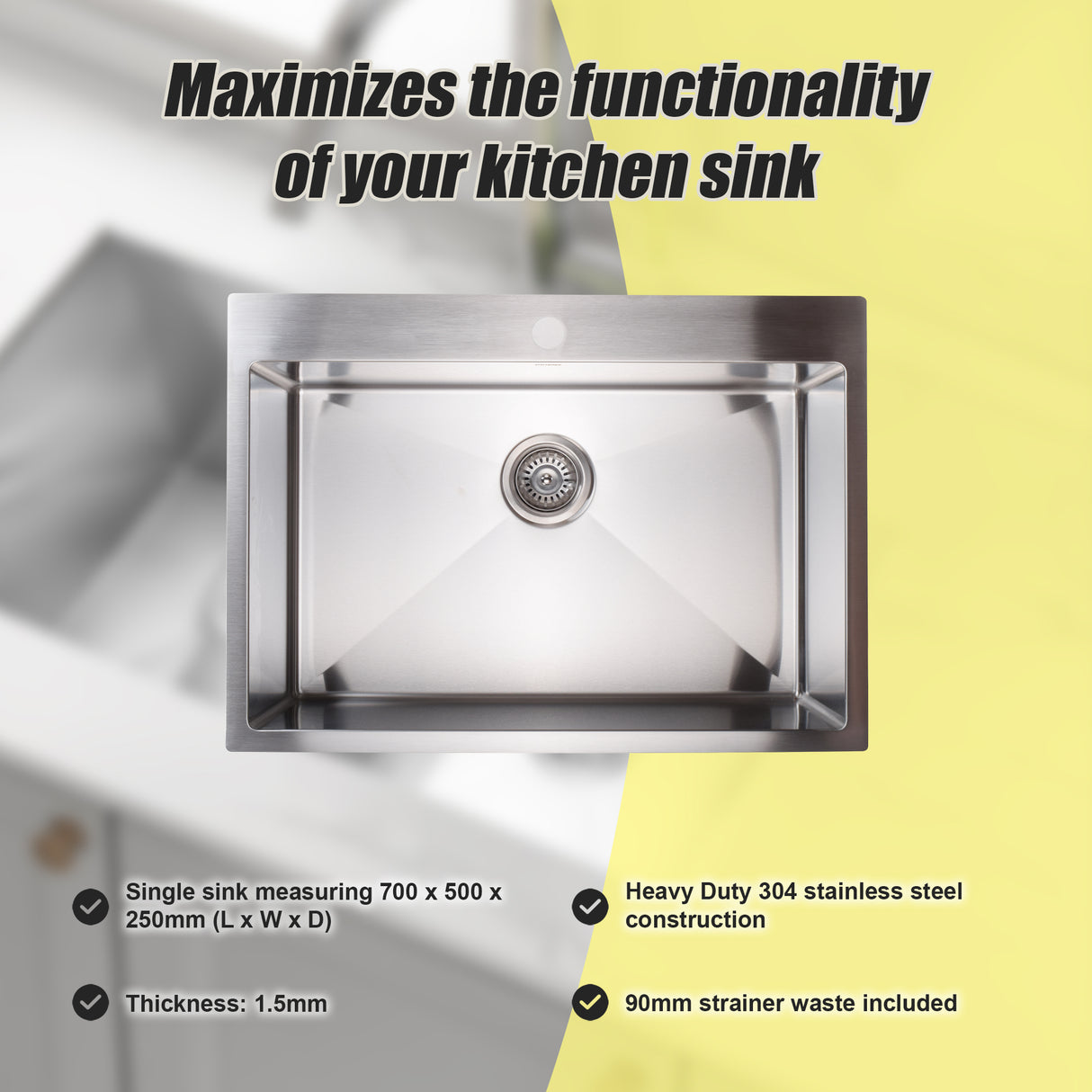 Stainless Steel Sink - 700 x 500mm