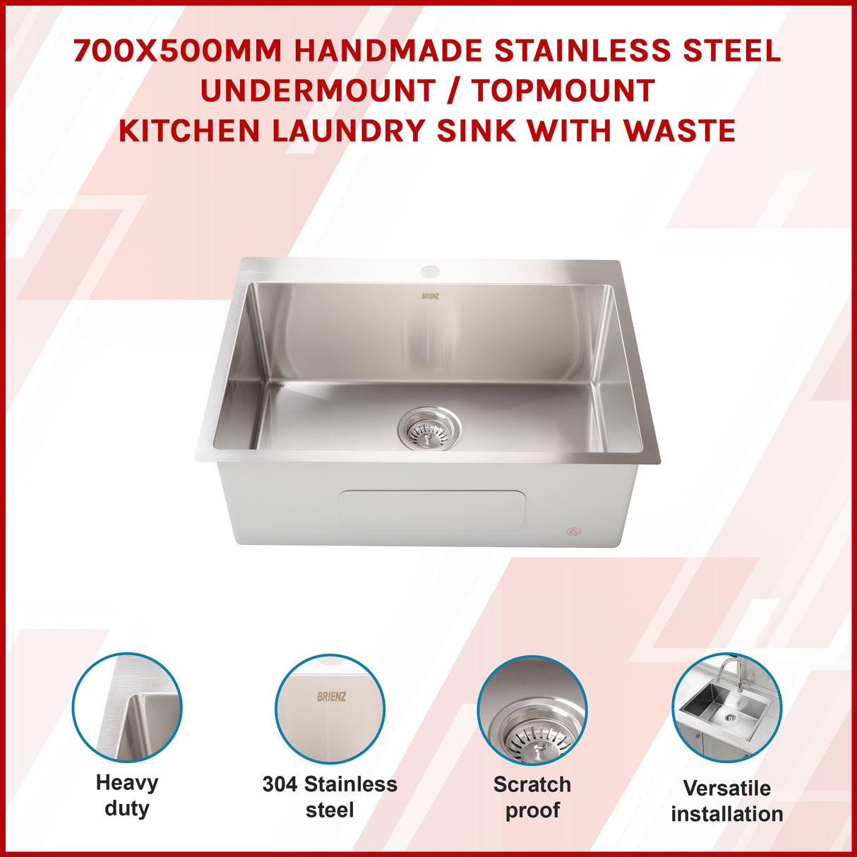 Stainless Steel Sink - 700 x 500mm