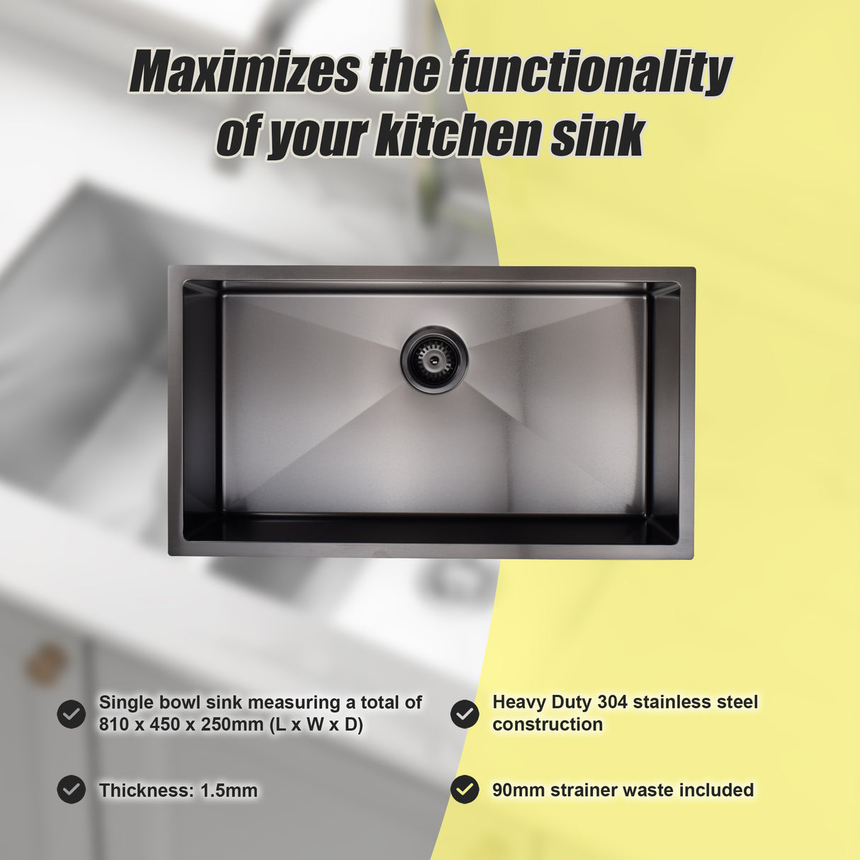 Stainless Steel Sink - 810 x 450mm