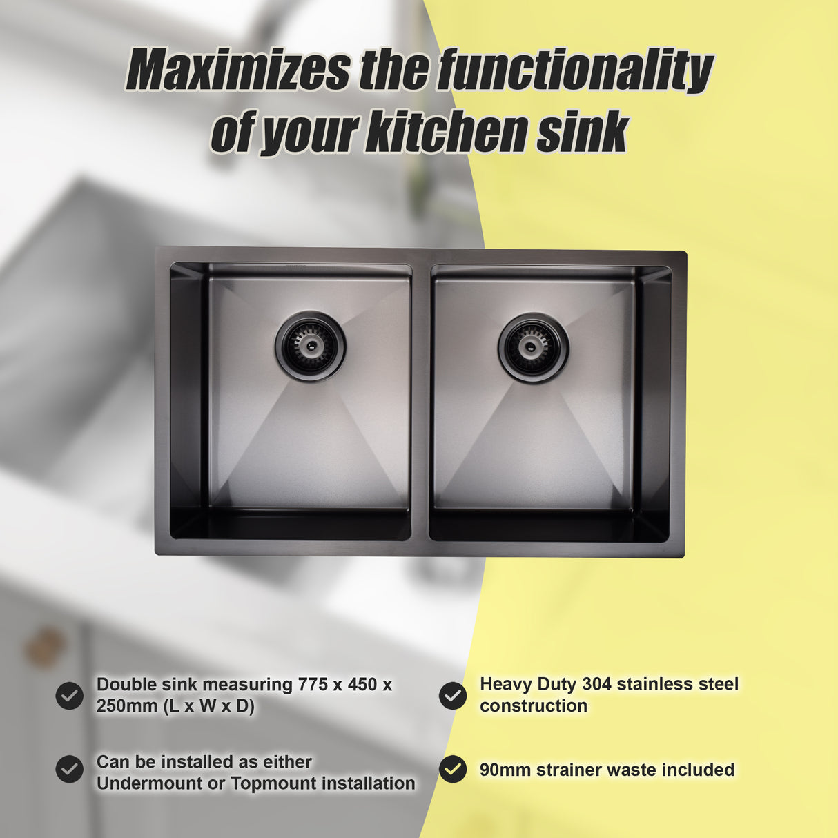 Stainless Steel Sink - 775 x 450mm
