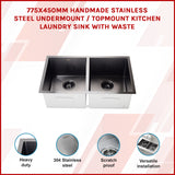 Stainless Steel Sink - 775 x 450mm