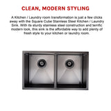 Stainless Steel Sink - 775 x 450mm - Low Angle