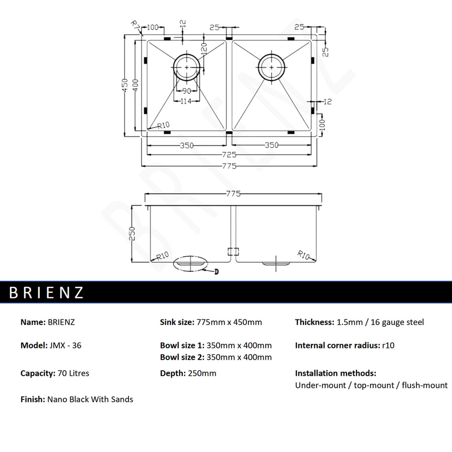 Stainless Steel Sink - 775 x 450mm